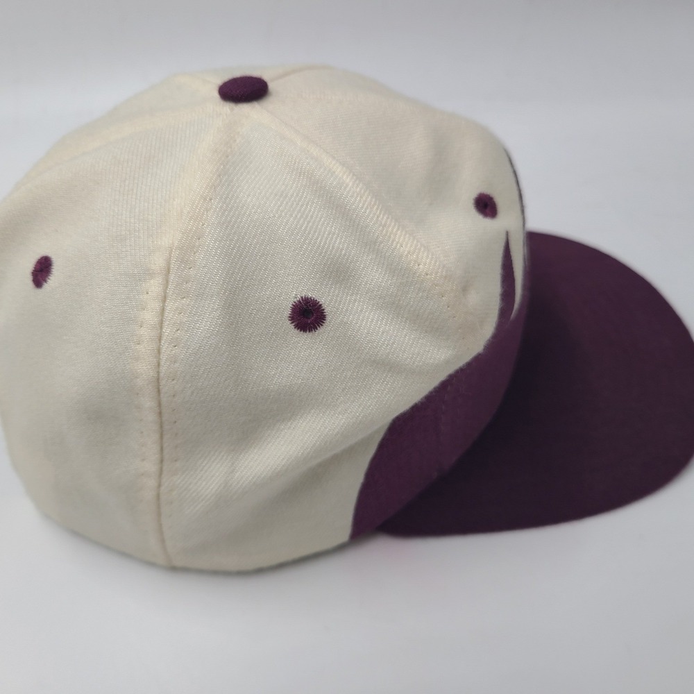 Vintage Anaheim Mighty Ducks Hat Snapback Logo Athletic Purple Cream Sharktooth - Picture 7 of 15